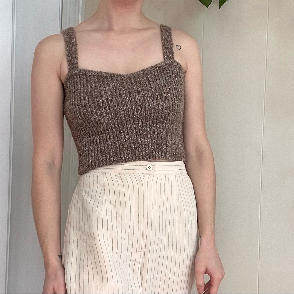 Zara Knit Brown Tank Top - Picture 3 of 12